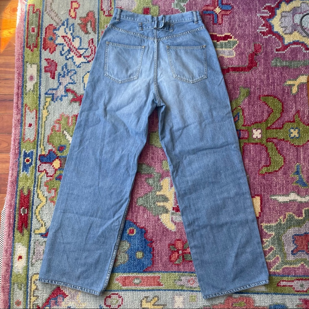 SAYAKA DAVIS Wide Leg Denim Jeans with waist buckle in Blue XS